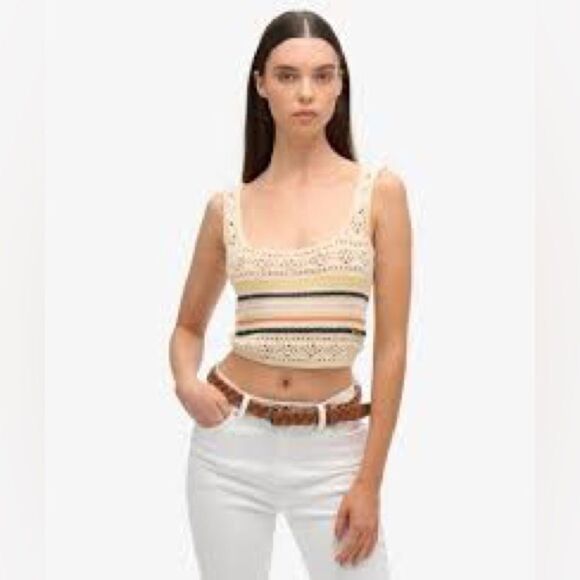 Superdry Tops - Superdry Lace-up Crochet Cropped Vest Top